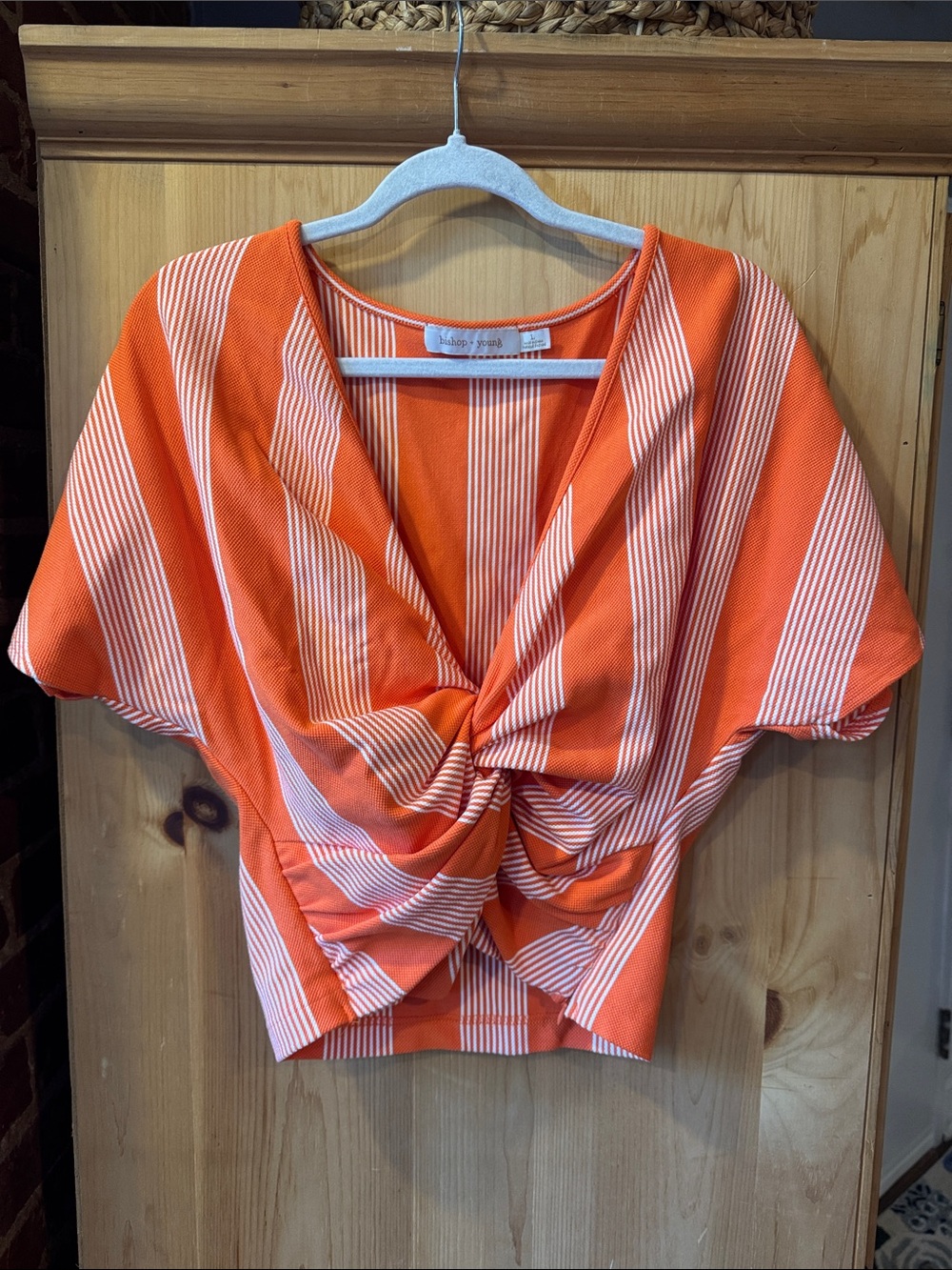 Anthropologie Bishop+Young Orange and White Striped Blouse, L